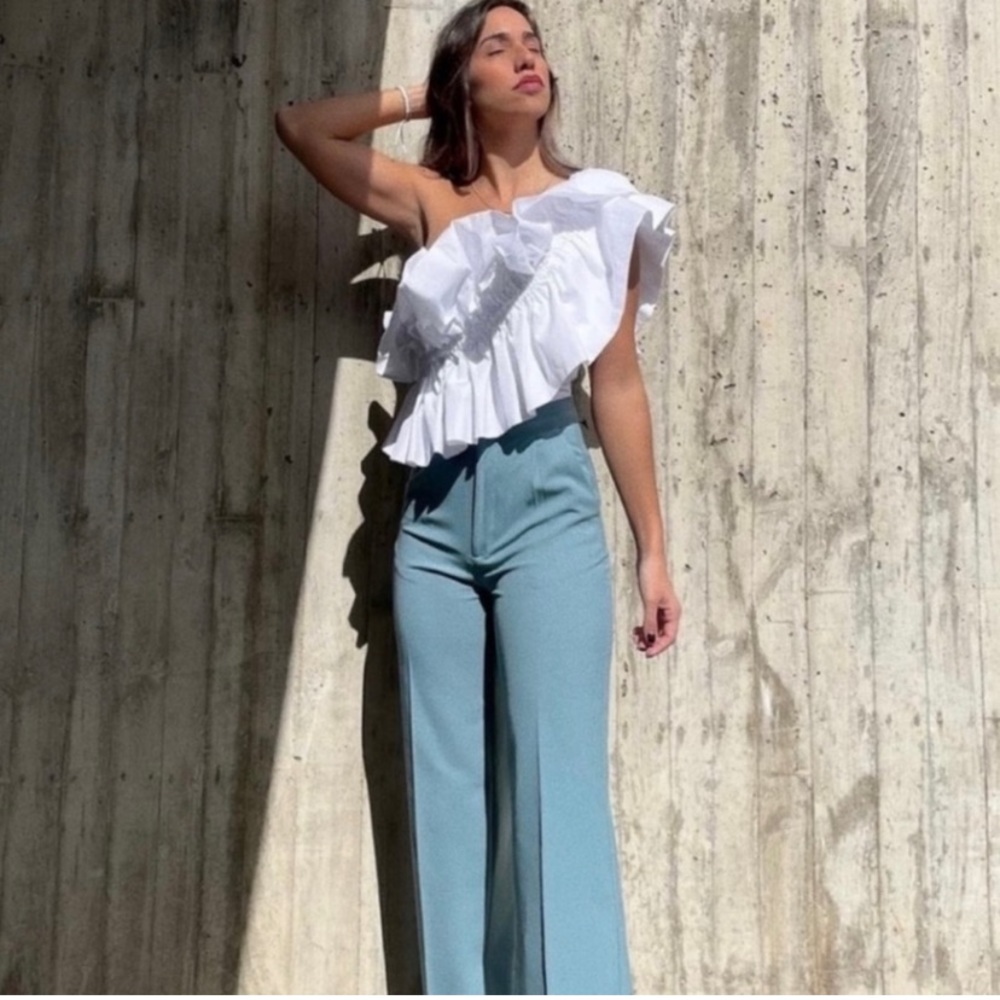 NWT Zara ruffle one shoulder top XS